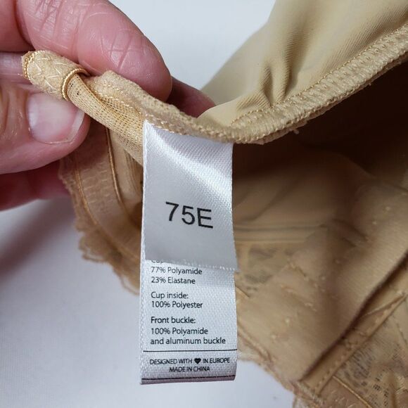 Womens LB Tan Lace Front Closure Padded Bra NWT 34DD - Picture 4 of 8